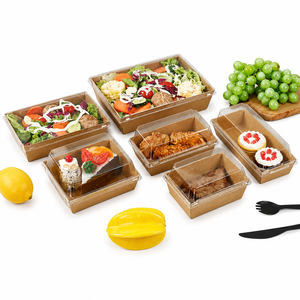 Disposable Biodegradable Eco-Friendly Food Containers Pastry Bakery Square <b>Box</b> Sandwich Lunch Paper <b>Box</b> Fruit Tray Takeout <b>Box</b> - Product Image 3