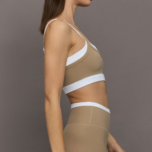 MILIENZ Soutien-gorge de sport et short de yoga pour femme, bleu marine, à bretelles convertibles, taille mi-haute, torsadé, maintien léger, sans couture, respirant - Product Image 2