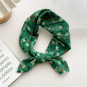 Foulard imprimé floral pour femme, écharpe carrée en coton, petit bandana mignon, foulard pour la tête 55*55CM - Product Image 4