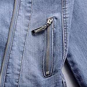 Chaqueta de Mezclilla Orgánica Azul Lavado Medio Personalizada con MOQ Bajo para Mujer, Logotipo/Color Personalizado, Ecológica, Transpirable, Rellena de Algodón Tejido - Product Image 5