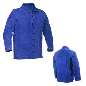 Veste de soudage en coton ignifuge certifiée avec cuir de vachette de qualité supérieure pour la protection thermique des soudeurs - Product Image 2