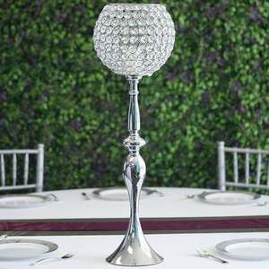 <b>Silver</b> Crystal Ball <b>Candle</b> Stand Aluminum Wedding Valentine's Day Easter Table Centerpiece Durable Handmade Portable <b>Holder</b> - Product Image 5