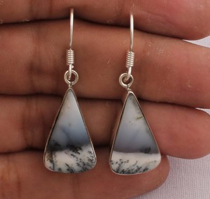 Dendritic Agate 925 Sterling Silver <b>Handmade</b> <b>Earrings</b> Natural Stone Jewelry Boho <b>Earrings</b> Wholesale Jewelry Tree Agate - Product Image 1