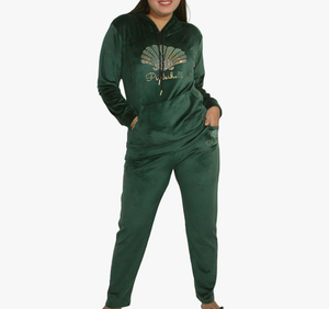 Ensemble de survêtement en velours pour femmes, 2 pièces – Tissu en velours doux de qualité supérieure, coupe confortable et tenue tendance - Product Image 1