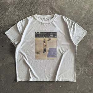 T-shirt noir à manches courtes pour homme avec imprimé Statue de la Liberté et texte arabe sur le devant, style streetwear, coupe classique, col rond - Product Image 6