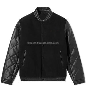 Oem alta calidad parche bordado hombres Universidad personalizado béisbol bombardero Letterman cuero manga Varsity Chaqueta Hombre chaqueta - Product Image 3