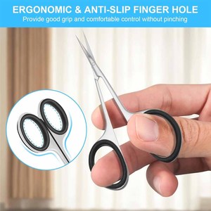 <b>Cuticle</b> Scissor Stainless Steel with Curved Tip, Non-Slip Silicone Finger Holes, Extra Sharp and Thin Blade, Sharp - Product Image 3