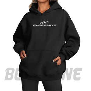 เสื้อฮู้ด BLOODLINE สีฟ้าอ่อน ยูนิเซ็กส์ พิมพ์ลายดิจิทัล โลโก้ด้านหน้า ทรงปกติ สไตล์ฮิปฮอป ผ้าฝ้าย 100% เฟรนช์เทอร์รี่ - Product Image 1