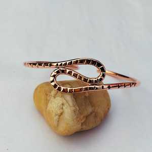 Abstract Wave Solid <b>Copper</b> Cuff <b>Bangle</b> Hand Carved Geometric Twisted Wristband Earthy Artisan Metal Jewelry Gift - Product Image 1