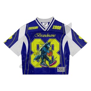 T-shirt court en maille pour homme, coupe ample, imprimé personnalisé par le fabricant, style football américain, basketball, baseball, hockey - Product Image 1