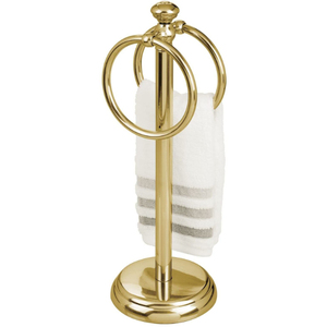 Porte-serviettes élégant en métal doré avec poteau cylindrique et base ronde pour la maison, les hôtels, les salles de bain, supports et étagères de rangement - Product Image 4