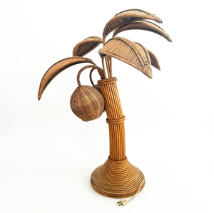 Lámpara de Mesa de Ratán Tejida a Mano, Estilo Vintage, con Base de Palmera, para Decoración del Hogar, Hotel, Estilo Tropical del Sudeste Asiático - Product Image 1
