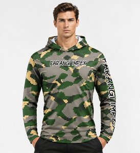 Sweat à capuche de chasse numérique camouflage premium pour hommes, vêtement d'extérieur personnalisé à manches longues, impression par sublimation OEM, vente en gros - Product Image 2