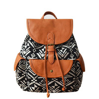 PU Leather Flip Drawstring Bag, Canvas Backpack, Tote Bag