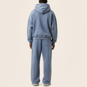 Survêtements d'hiver vintage pour hommes, personnalisés, délavés à l'acide, avec logo sérigraphié effet soleil, en coton 100% mi-lourd - Product Image 2