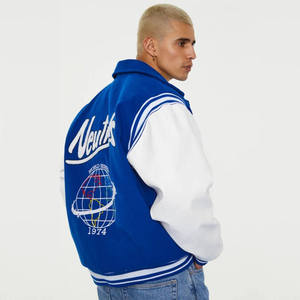 Custom Unisex Vintage Varsity Bomber <b>Jacket</b> High Quality Wool Body Leather Sleeves Letterman Baseball <b>Jacket</b> with Embroidery Pat - Product Image 3