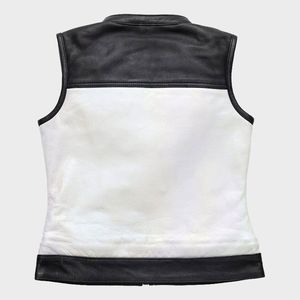 Chaleco de Cuero Blanco Estilo Club para Mujer - Product Image 3