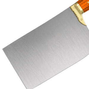 Couteau à viande robuste PK-DR, lame large argentée, manche en bois orange, embout doré, couteau de boucher professionnel - Product Image 4