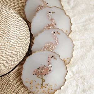 Handmade Agate Slice Coasters Irregular Shape Turquoise Stone <b>Mats</b> Modern Table Decor Accessory - Product Image 5