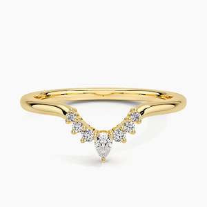 Elegante Anillo de Boda Curvo de Oro Amarillo Sólido de 18k con Diamante Cultivado en Laboratorio en Forma de Pera para Mujer, Regalo de Aniversario Nupcial - Product Image 1