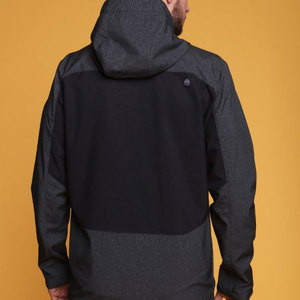 Customized Men's Wholesale Dark Gray & Black Hooded Outdoor Windbreaker <b>Jacket</b> with Zippered Chest Pocket <b>Jacket</b> - Product Image 3