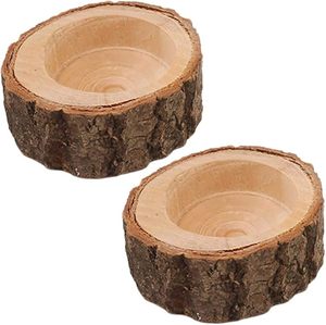 Juego de 4 portavelas para velas de té con forma de tronco de árbol, decoración con temática forestal, estilo rústico y acogedor para cabina. - Product Image 4