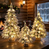 Décorations de Noël, petit sapin en PVC floqué, style nordique, décoration de bureau intérieure, lumière décorative