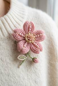 Artistic Floral Beaded Embroidery Brooch Handmade Decorative Jewelry Gift for <b>Women</b> and Girls - Product Image 4