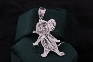 Pave Moissanite <b>Dog</b> Pendant 925 Sterling Silver Rhodium Plated Iced Rectangular Diamond Unisex Hip Hop Party Jewelry Gifts - Product Image 2