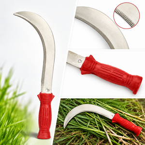 Sépette agricole à lame courbée en acier inoxydable avec manche en plastique de qualité supérieure pour la récolte de l'herbe, des mauvaises herbes et des cultures – Outil de ferme - Product Image 4