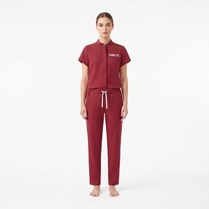 Conjunto de Uniforme Médico para Mujer Hawk Eye, Pantalones y Blusa de Poliéster Rojo, Ropa de Trabajo para Enfermeras y Doctoras - Product Image 6