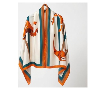 Women's Square <b>Silk</b> Scarf Striped Pattern Elegant Multi-Functional Fashion Accessory All Seasons - Product Image 3