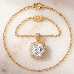 Collar con Colgante de Circonita Blanca en Forma de Cojín, Plata de Ley 925, Chapado en Oro de 18K, Collar Minimalista para Mujer, Regalo para Ella - Product Image 4