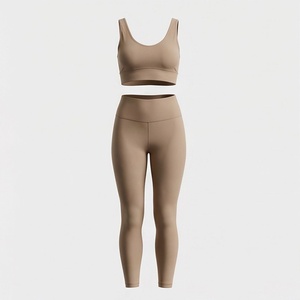 <b>Women</b> Navy Blue Ribbed Long Sleeve Crop Top High Waist <b>Shorts</b> <b>Yoga</b> 2 Piece Set Square Neck Spaghetti Strap - Product Image 1
