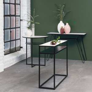 Table console Vandana Elara Optima en marbre blanc et métal - Table console - Product Image 5