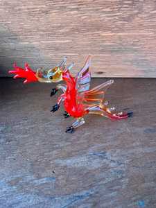 Handcrafted Glass <b>Dragon</b> Figurine Red Orange Transparent Contemporary <b>Art</b> Decor Living Room Display 14+ Years Old - Product Image 5