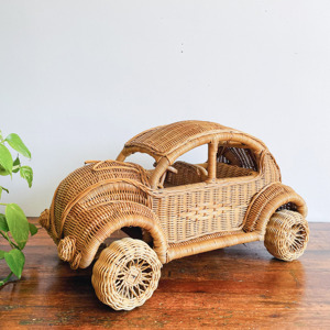 Beetle car from sustainable rattan excellent quality miniature cars kids play toy vehicles - Product Image 3