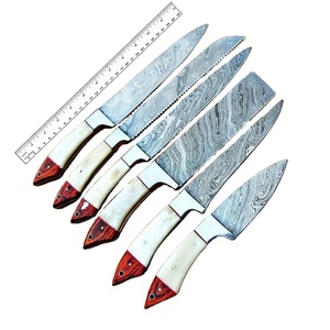 BA Enterprises Handmade 5-Piece Damascus Steel Layer Wooden Bone Handle Stainless Steel Coated Serrated Edge <b>Knife</b> <b>Set</b> - Product Image 1