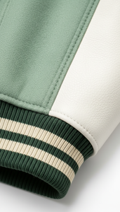 Manches en cuir de style américain durable avec broderies et patchs, style streetwear universitaire très tendance - Product Image 5