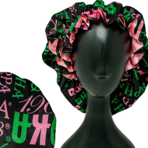 Gorro de Dormir de Satén Rosa, Verde y Negro 1908, Gorro de Doble Capa Ajustable para Mujer, Protección del Cabello Durante la Noche - Product Image 5