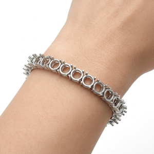 Monture de bracelet tennis en or blanc 14K avec diamant rond de 0,50 ct, sertissage panier à quatre griffes, bijoux fins, MOQ 1 pièce - Product Image 2