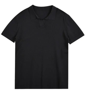 ผู้ผลิตเสื้อยืดแขนสั้นผ้าเทอร์รี่สีดำขาวแบบเรียบง่าย ระบายอากาศได้ดี แห้งเร็ว มีโลโก้ด้านหน้า สำหรับผู้ชาย ขายส่ง - Product Image 3