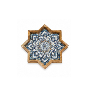 Plateau de rangement en bois, 2 cm d'épaisseur, motif floral, bord sculpté, finition polie, design moderne et luxueux, multifonction, empilable, compatible lave-vaisselle - Product Image 1