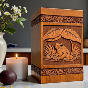 Urna Funeraria Artesanal de Madera de Palisandro con Forma de Rana |   Recuerdo Conmemorativo Personalizado, Recuerdo Funerario de AYAANS - Product Image 6