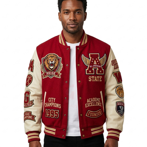 Veste universitaire d'hiver pour homme de haute qualité en gros, avec broderie chenille, manches en laine, personnalisable, grande taille, imperméable - Product Image 1