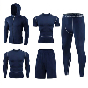 Conjunto de Compresión de 5 Piezas para Hombre, Chaqueta con Capucha, Camiseta de Manga Corta, Leggings, Pantalones Cortos - Product Image 4