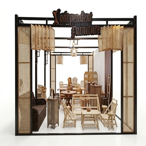 Cloison coulissante en rotin moderne avec cadre en acier inoxydable et panneau en verre pour hall d'hôtel et restaurant - Product Image 3
