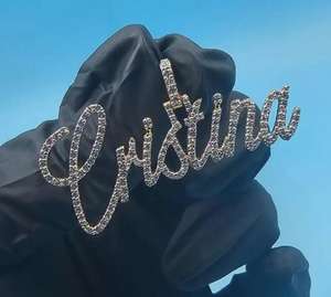 จี้ฮิปฮอปแบบกำหนดเองส่วนบุคคล เงินแท้ 925 ผ่านการทดสอบเพชร VVS มอยส์ซาไนต์ ประดับเพชรเต็มตัวอักษรชื่อ - Product Image 3