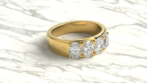 Anillo de Diamantes de Corte Ovalado de Oro de 18K de Lujo, Anillo de Media Eternidad para Aniversario, Anillo de Declaración, Joyería Fina - Product Image 3