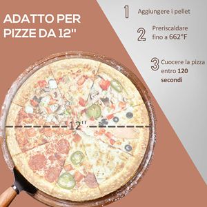 Forno per Pizza a Legna da Esterno Nero con 12 Pietre Refrattarie e Copertura Impermeabile per Cucinare sul Patio, Ideale per Tostare e Cuocere! - Product Image 4